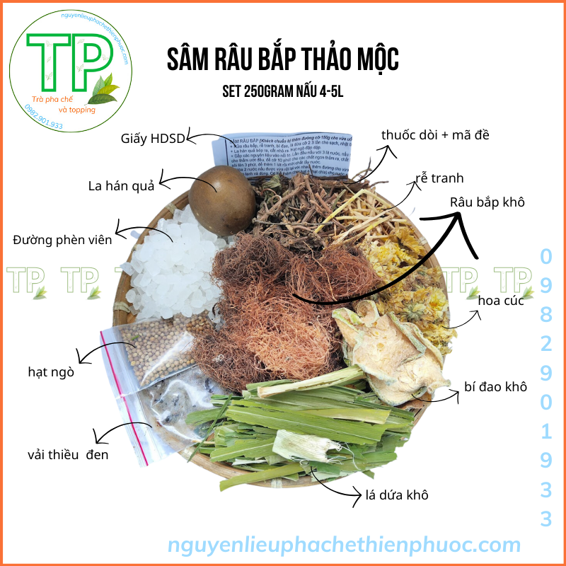 Sâm râu bắp thảo mộc set 5 lít